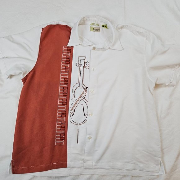 Cubavera Other - Cubavera Burnt Orange and White Piano violin Button Down, size XXL
